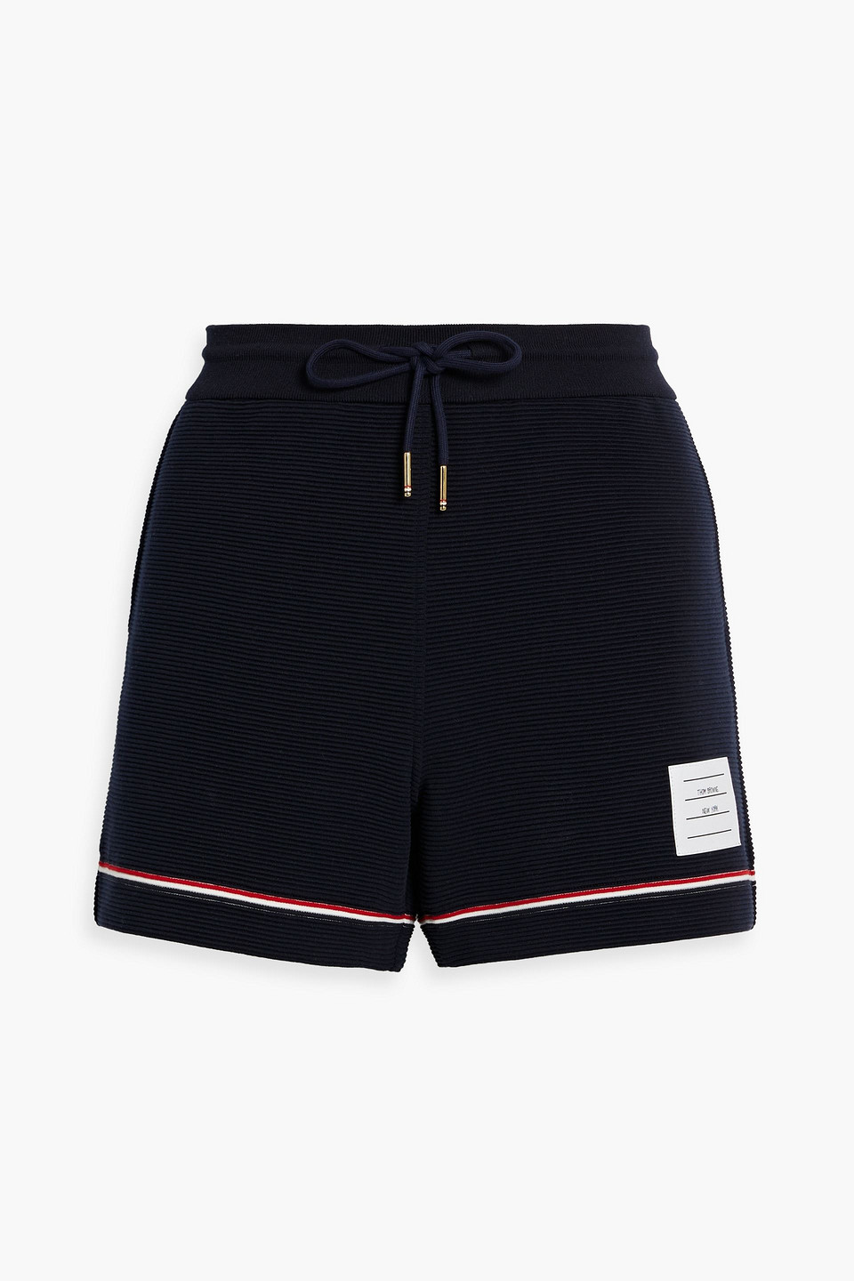 Thom Browne Striped Ribbed Cotton Shorts In Black