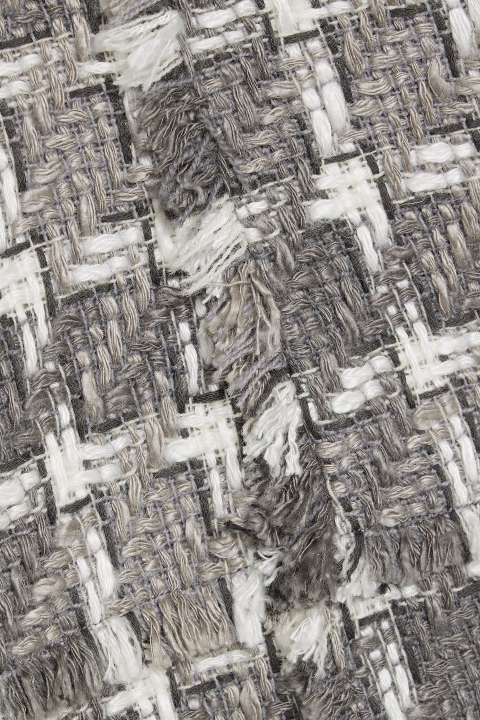 Thom Browne Frayed Tweed Midi Dress In Gray