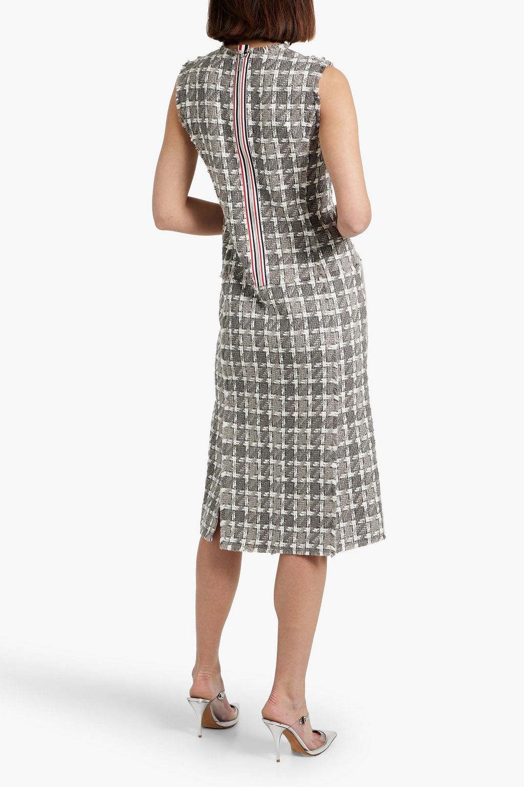 THOM BROWNE Frayed tweed midi dress