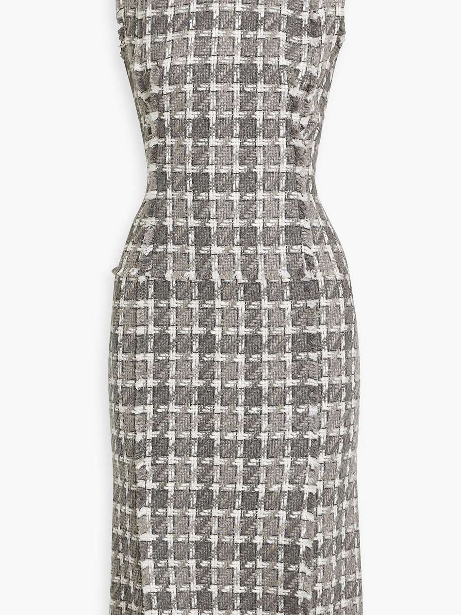 frayed tweed midi dress