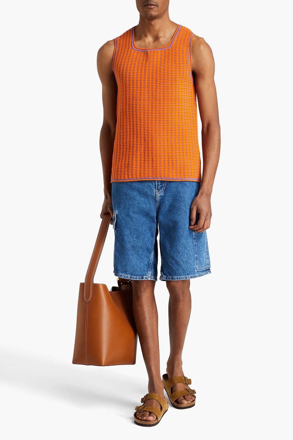 JACQUEMUS Jacquard-knit cotton-blend tank