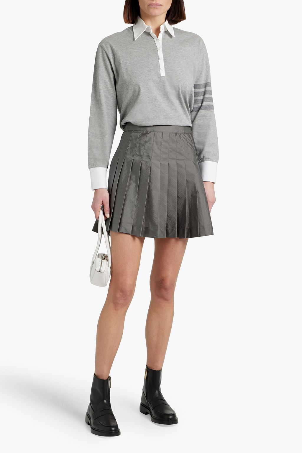 THOM BROWNE Pleated ripstop mini skirt