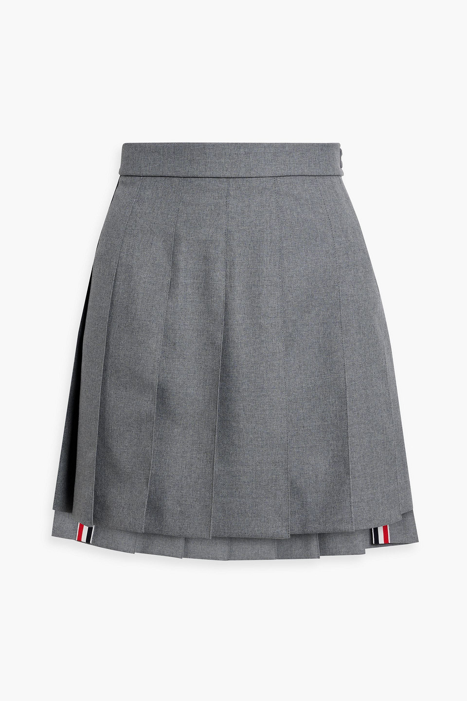 Thom Browne Pleated Wool-blend Mini Skirt In Gray