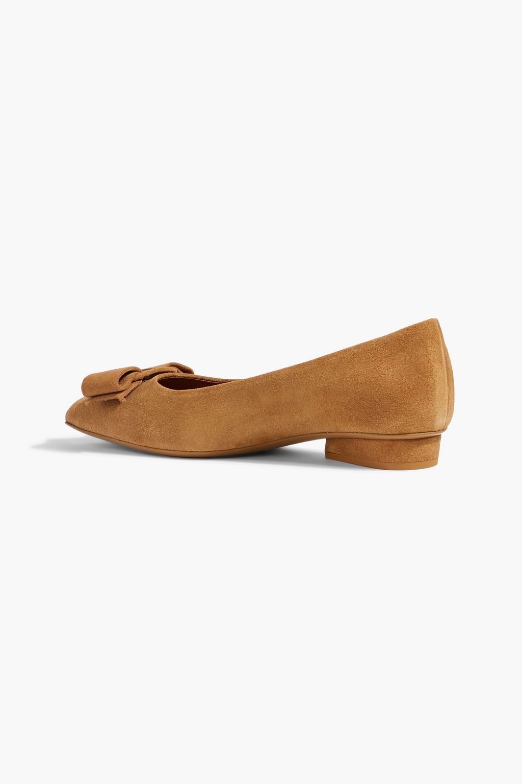 FERRAGAMO Viva bow-detailed suede point-toe flats