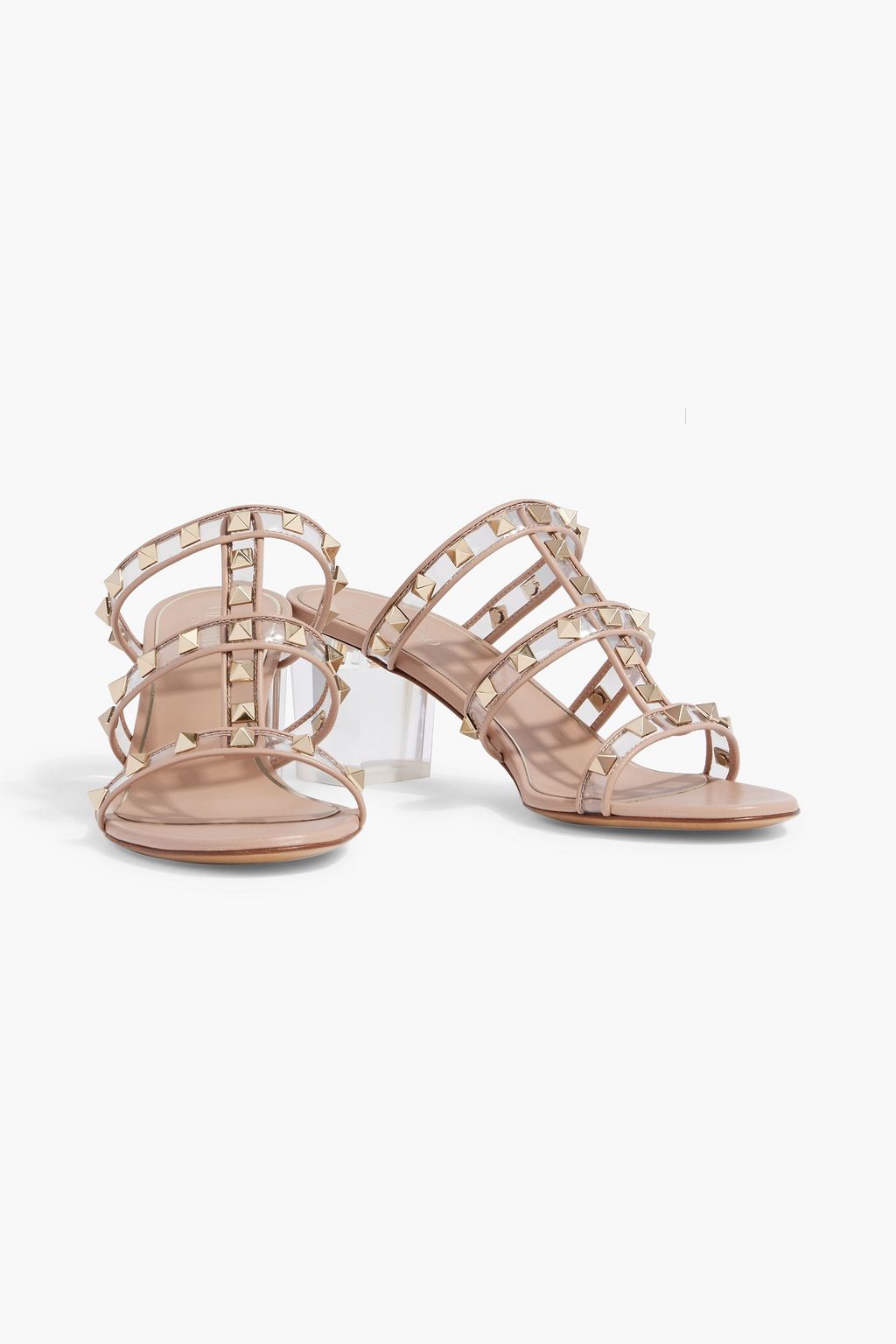 VALENTINO GARAVANI Rockstud leather and PVC mules