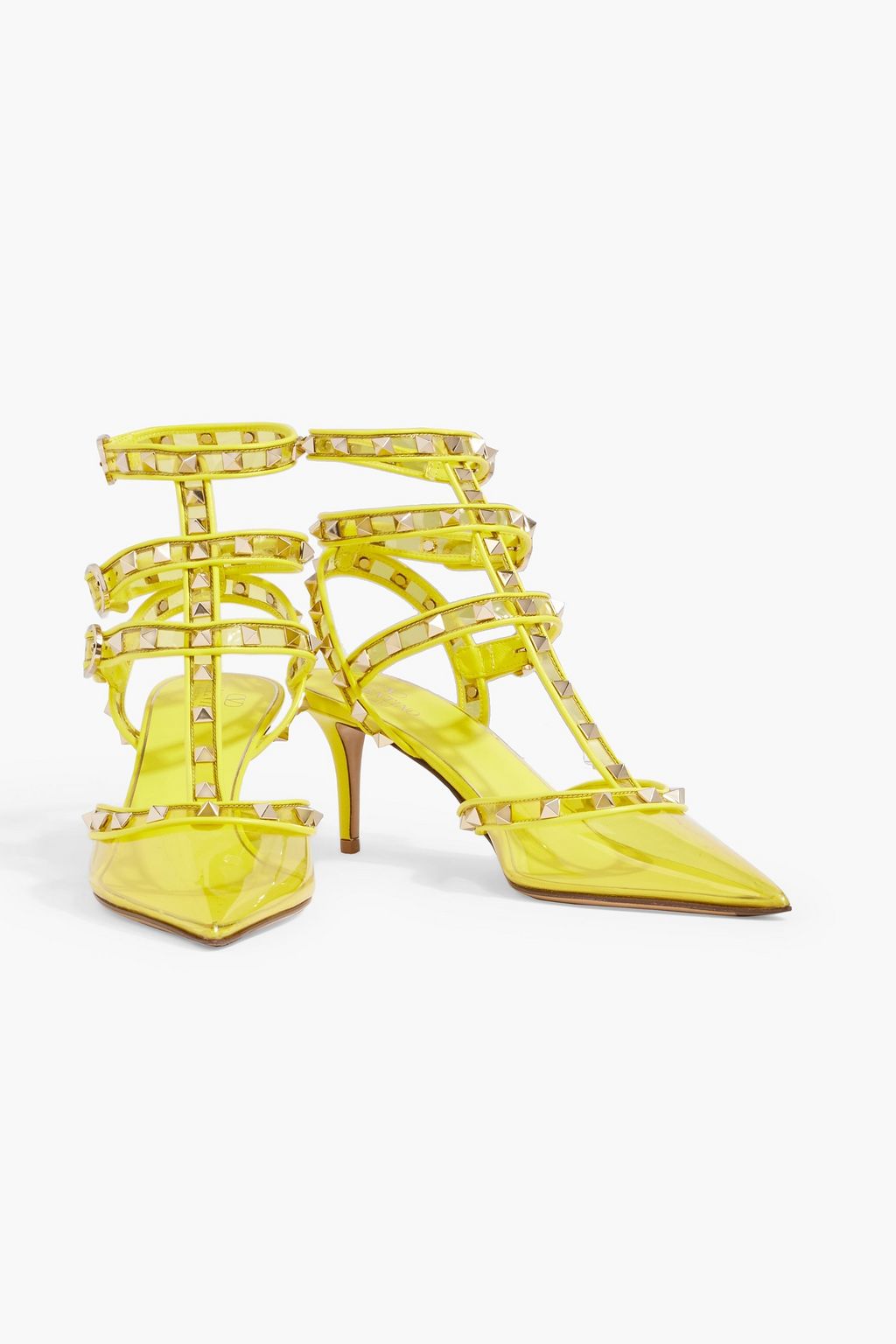 VALENTINO GARAVANI Rockstud PVC and patent-leather pumps