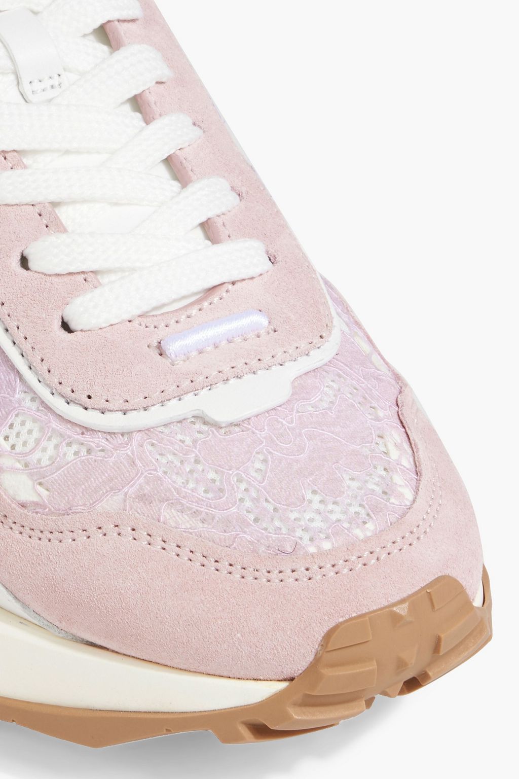 VALENTINO GARAVANI Lacerunner mesh, lace and suede sneakers