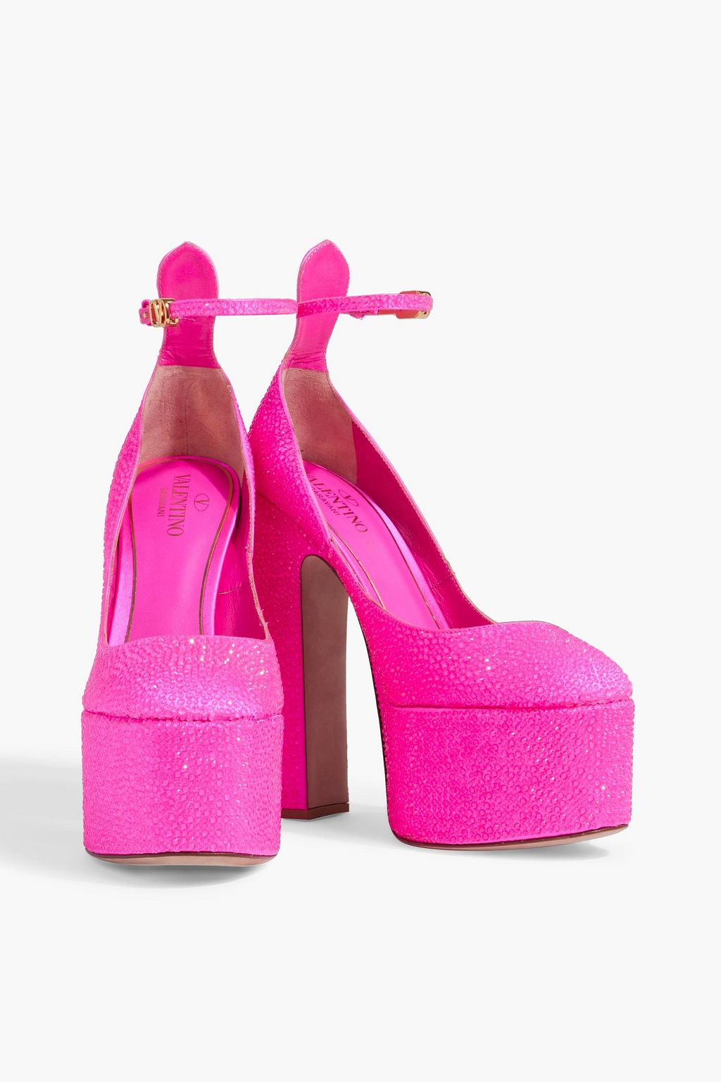VALENTINO GARAVANI VLOGO crystal-embellished satin platform pumps