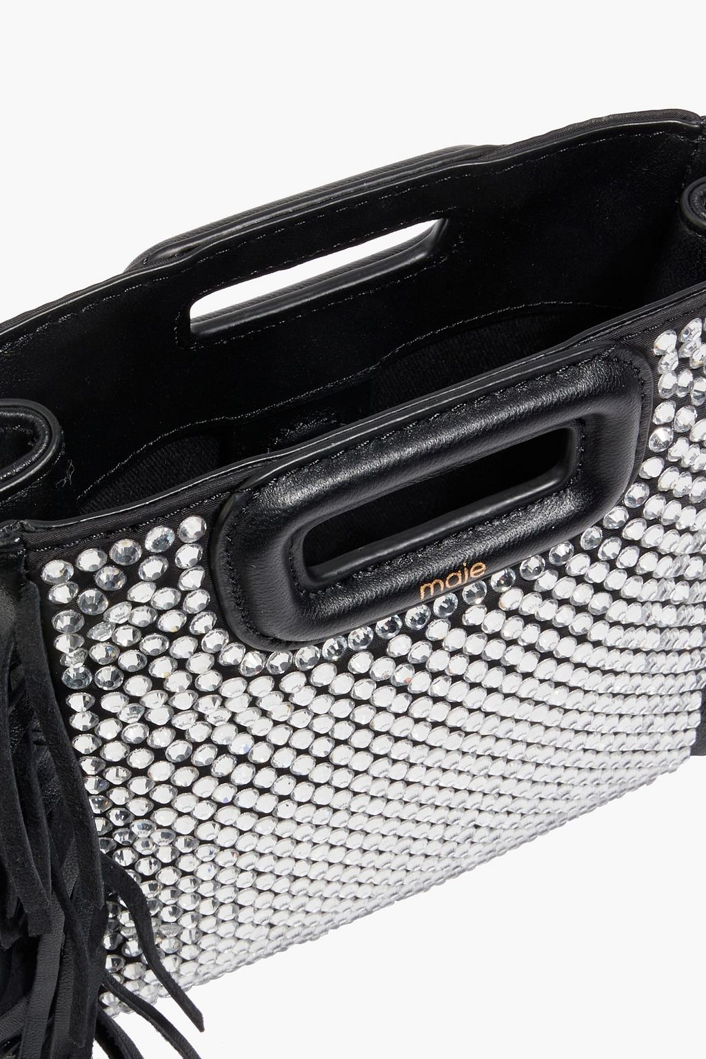 MAJE Fringed crystal-embellished leather shoulder bag