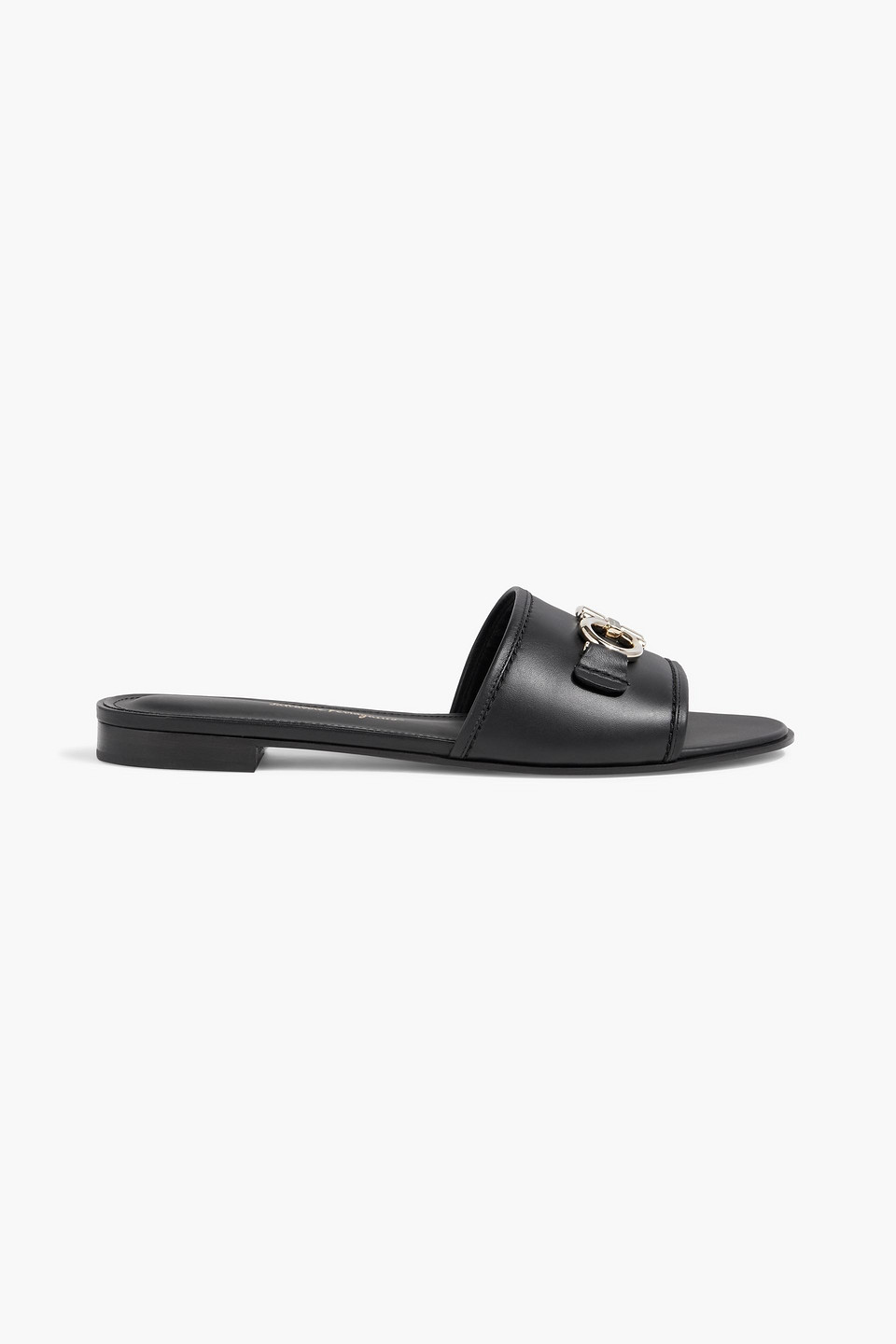 Ferragamo Leather Rhodes Sandals In Black