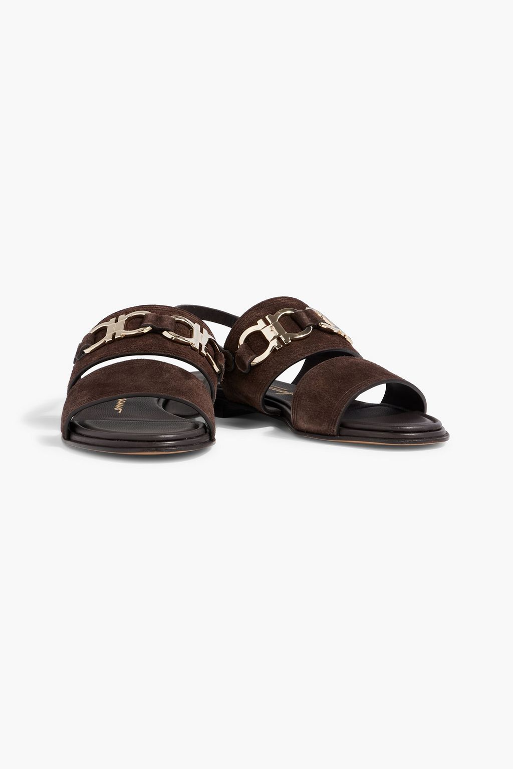 FERRAGAMO Chaim 10 embellished suede slingback sandals