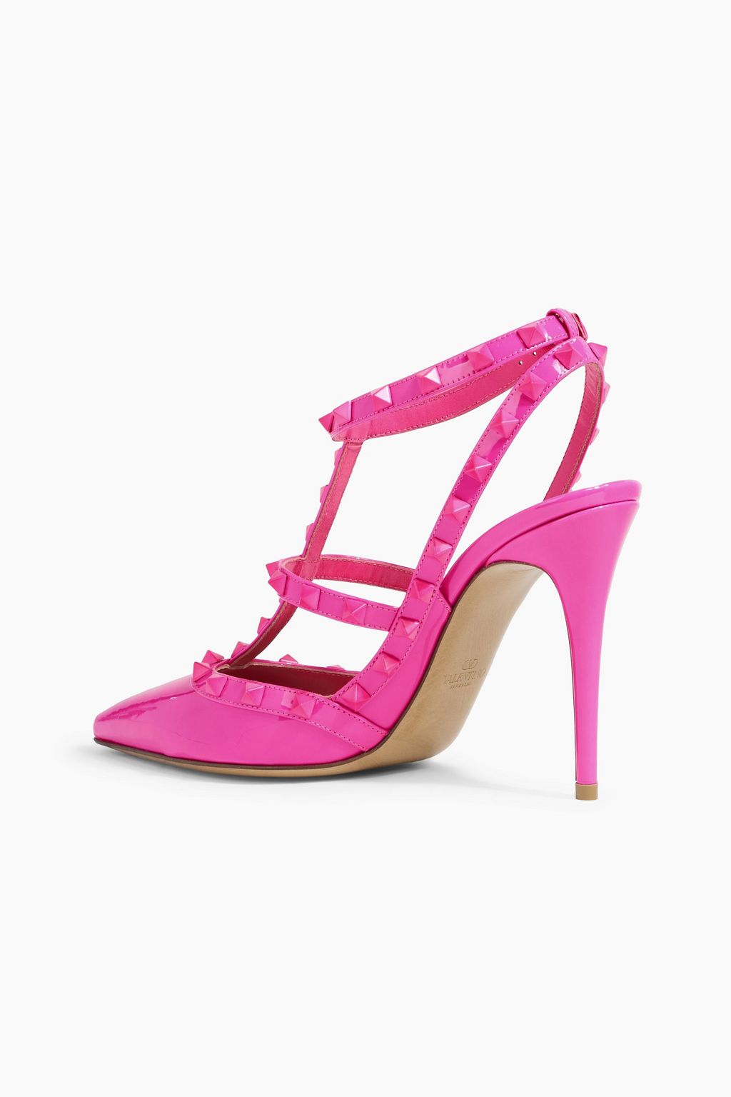 VALENTINO GARAVANI Rockstud neon patent-leather pumps