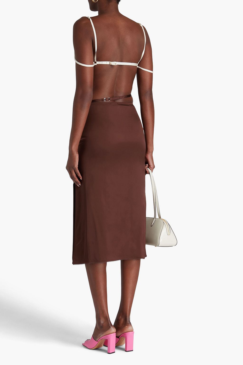 JACQUEMUS تنورة متوسطة الطول من الساتان المزيّن