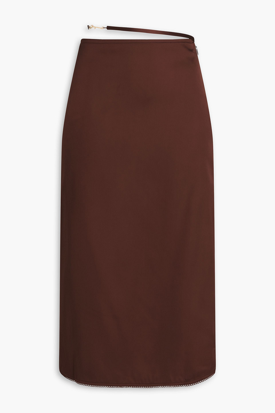 Jacquemus La Jupe Notte Viscose Satin Midi Skirt In Chocolate