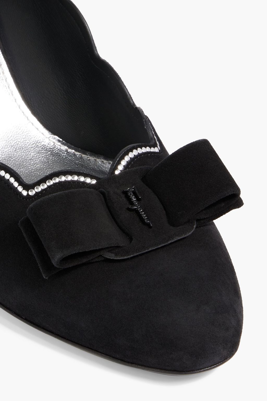 FERRAGAMO Carla crystal-embellished suede pumps