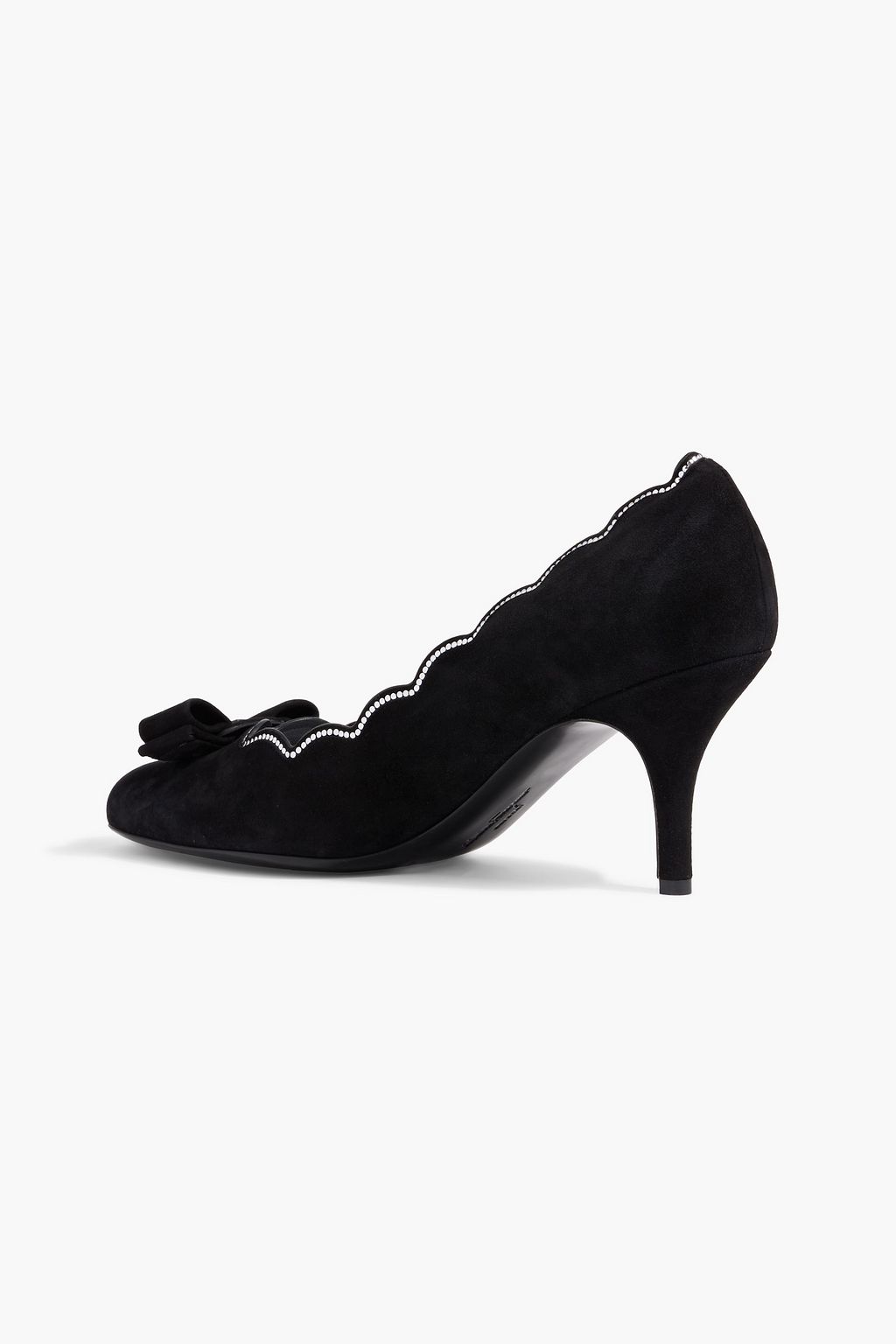 FERRAGAMO Carla crystal-embellished suede pumps