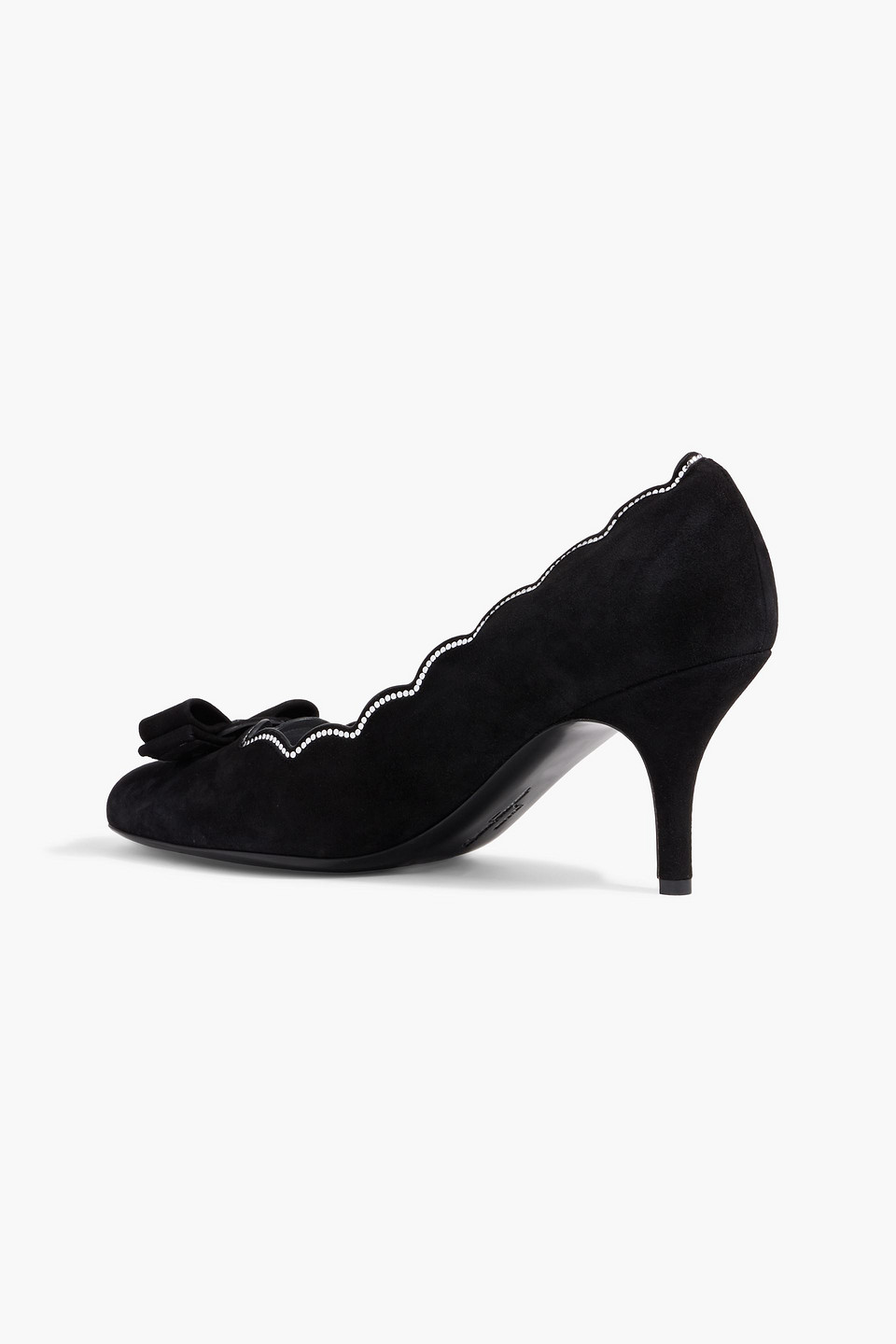 Ferragamo Carla Crystal-embellished Suede Pumps In Black