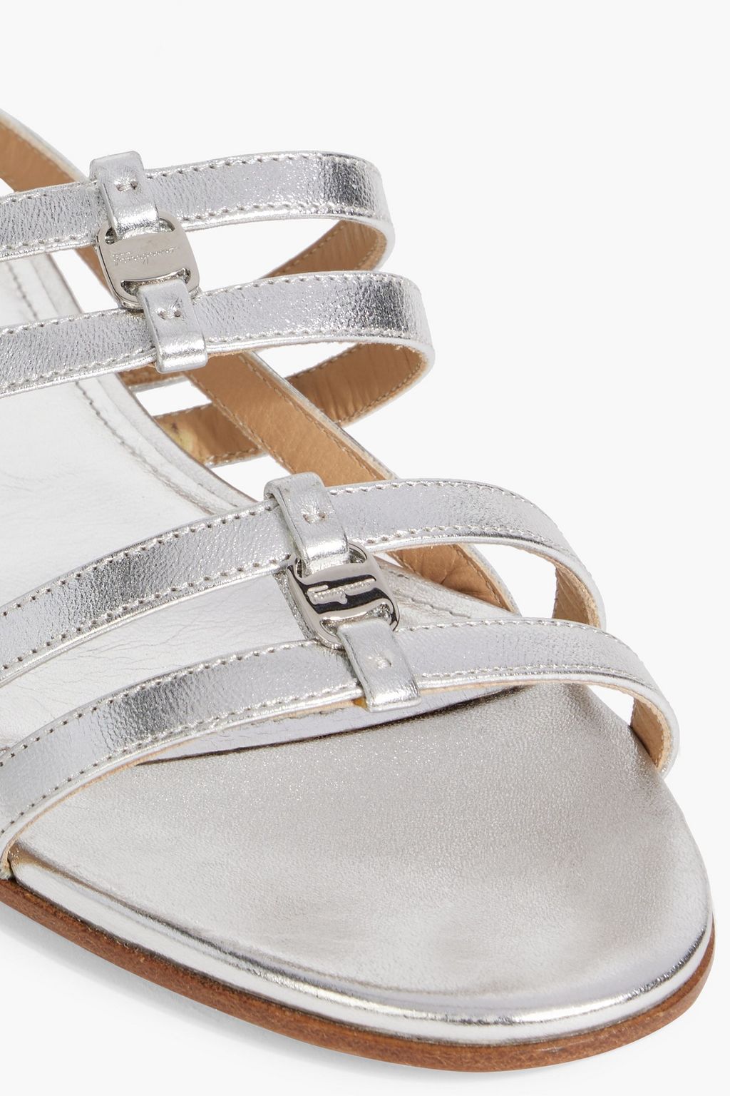 FERRAGAMO Typa metallic leather slingback sandals