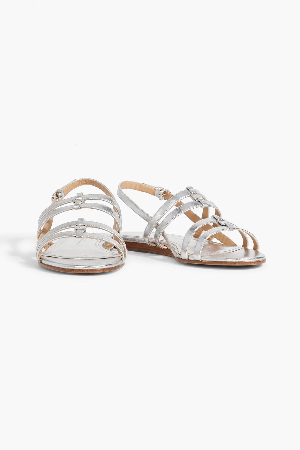 FERRAGAMO Typa metallic leather slingback sandals