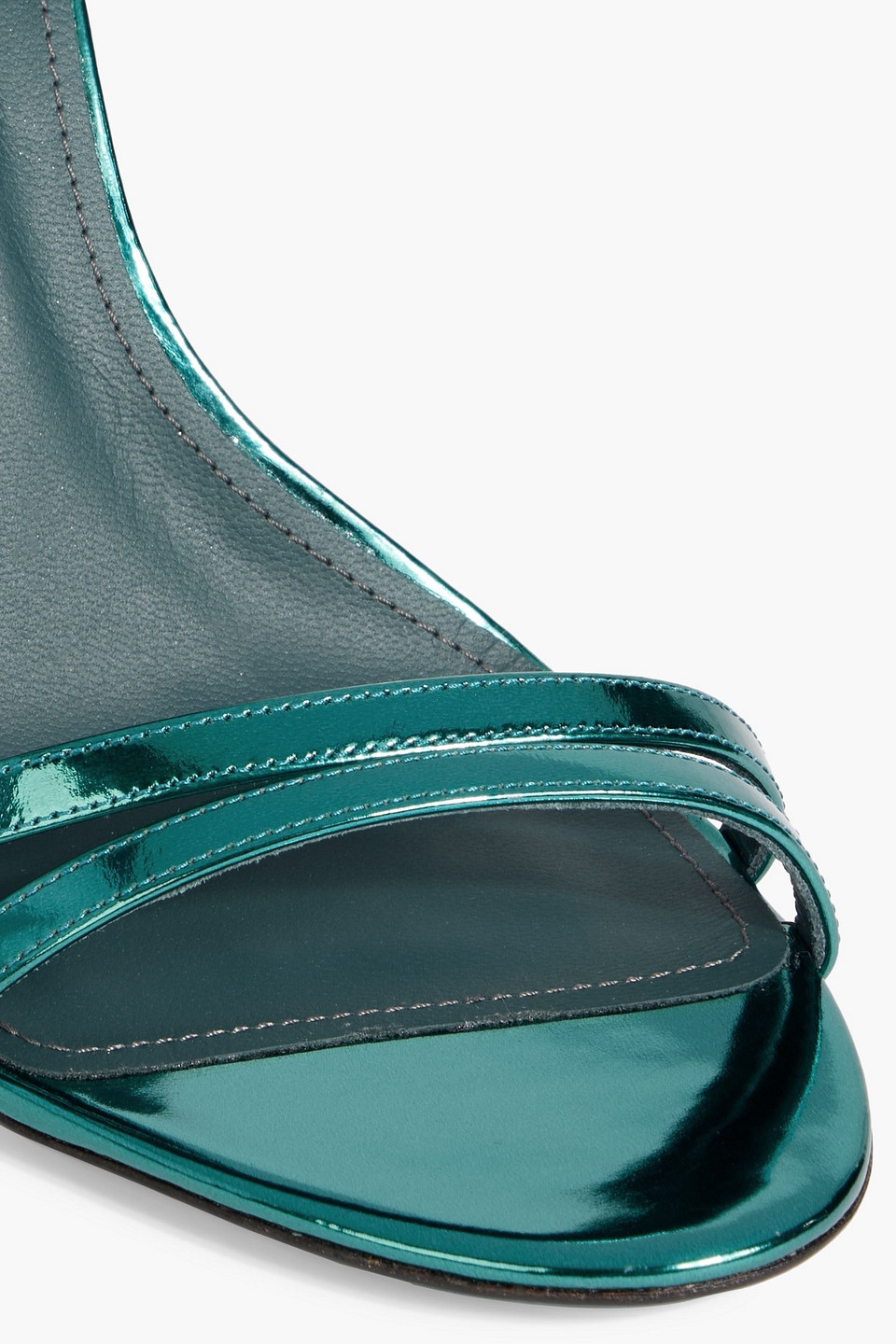 Ferragamo Ines X5 Mirrored-leather Sandals In Teal