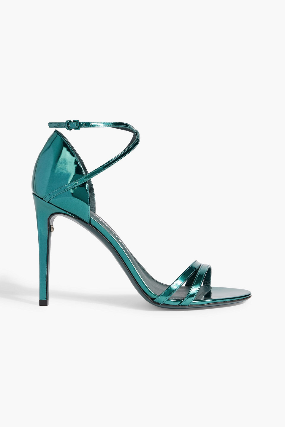 Ferragamo Ines X5 Mirrored-leather Sandals In Teal