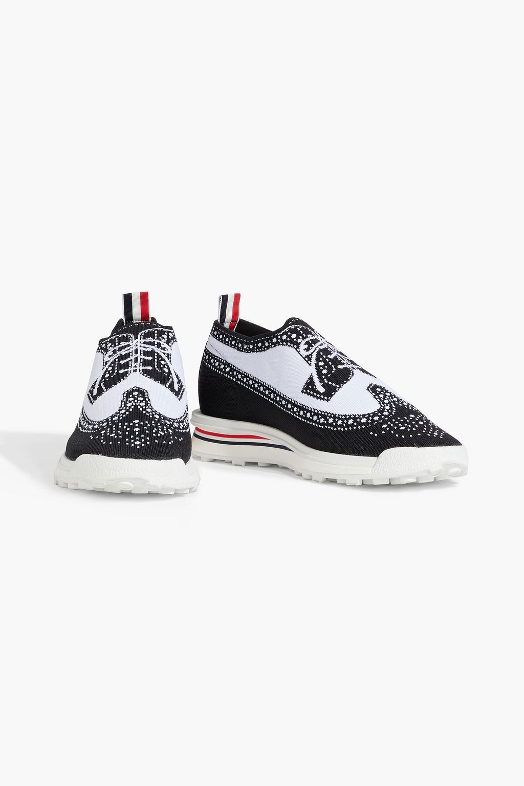 THOM BROWNE Jacquard-knit slip-on sneakers