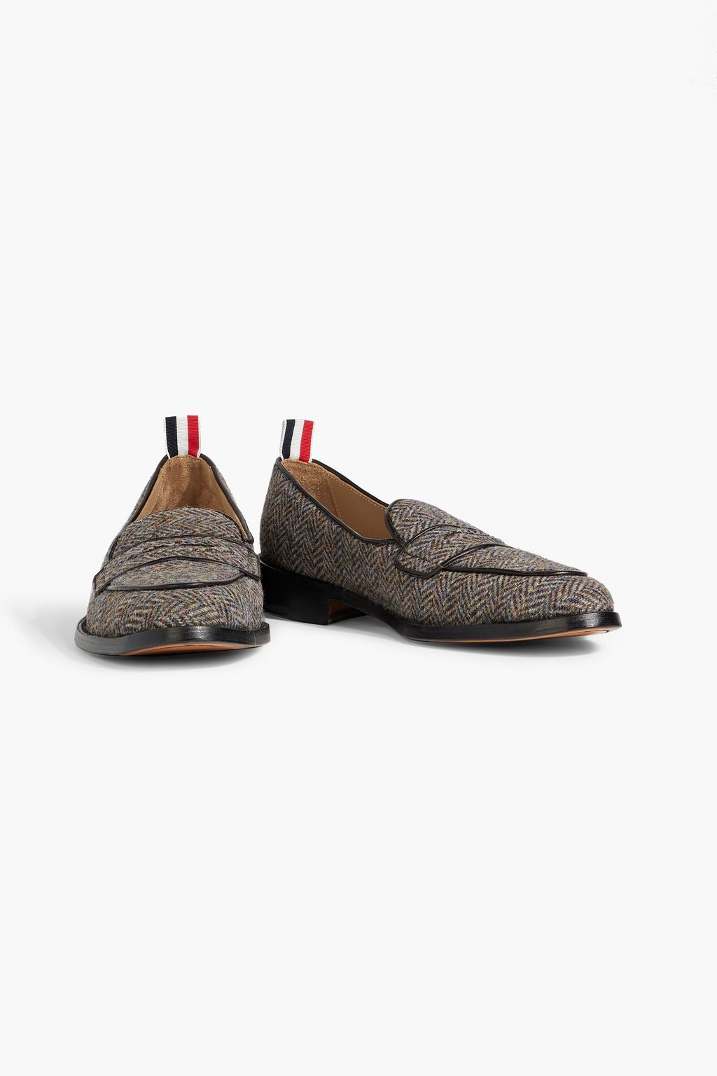 THOM BROWNE Varsity herringbone tweed loafers