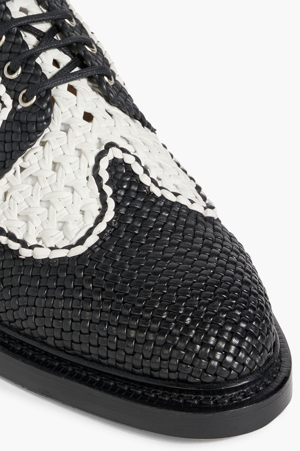 Thom Browne Woven Leather Brogues In Black