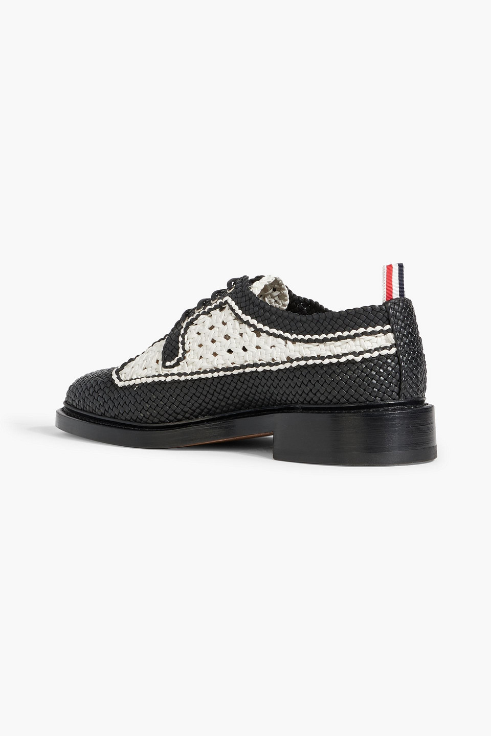 Thom Browne Woven Leather Brogues In Black