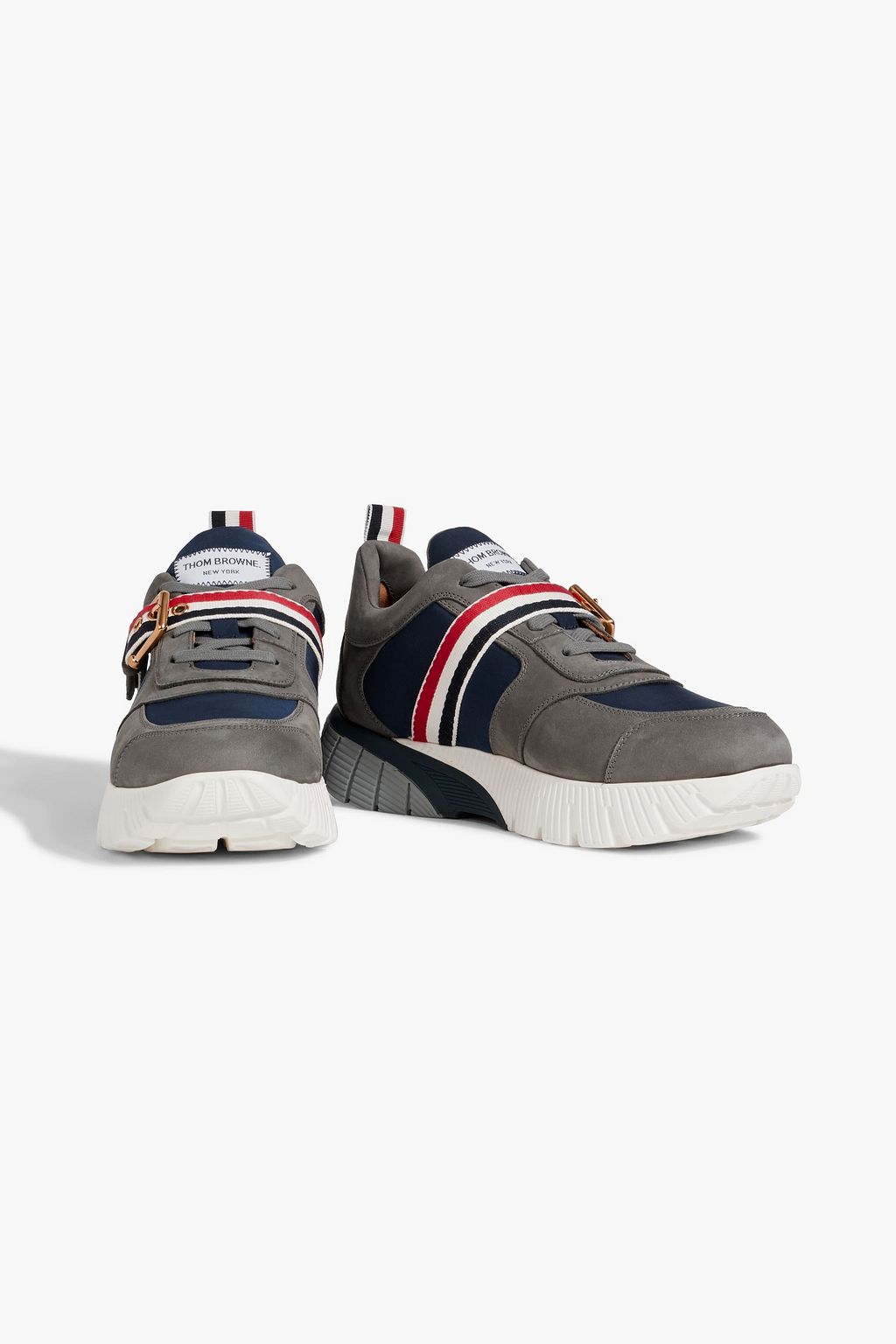 THOM BROWNE Suede and shell sneakers