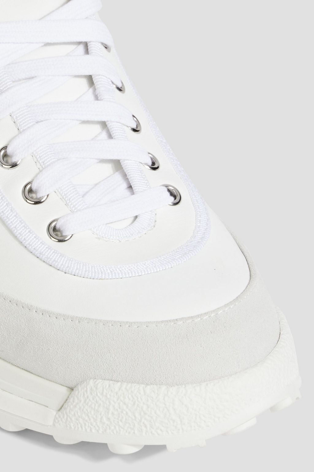 THOM BROWNE Leather and suede high-top sneakers