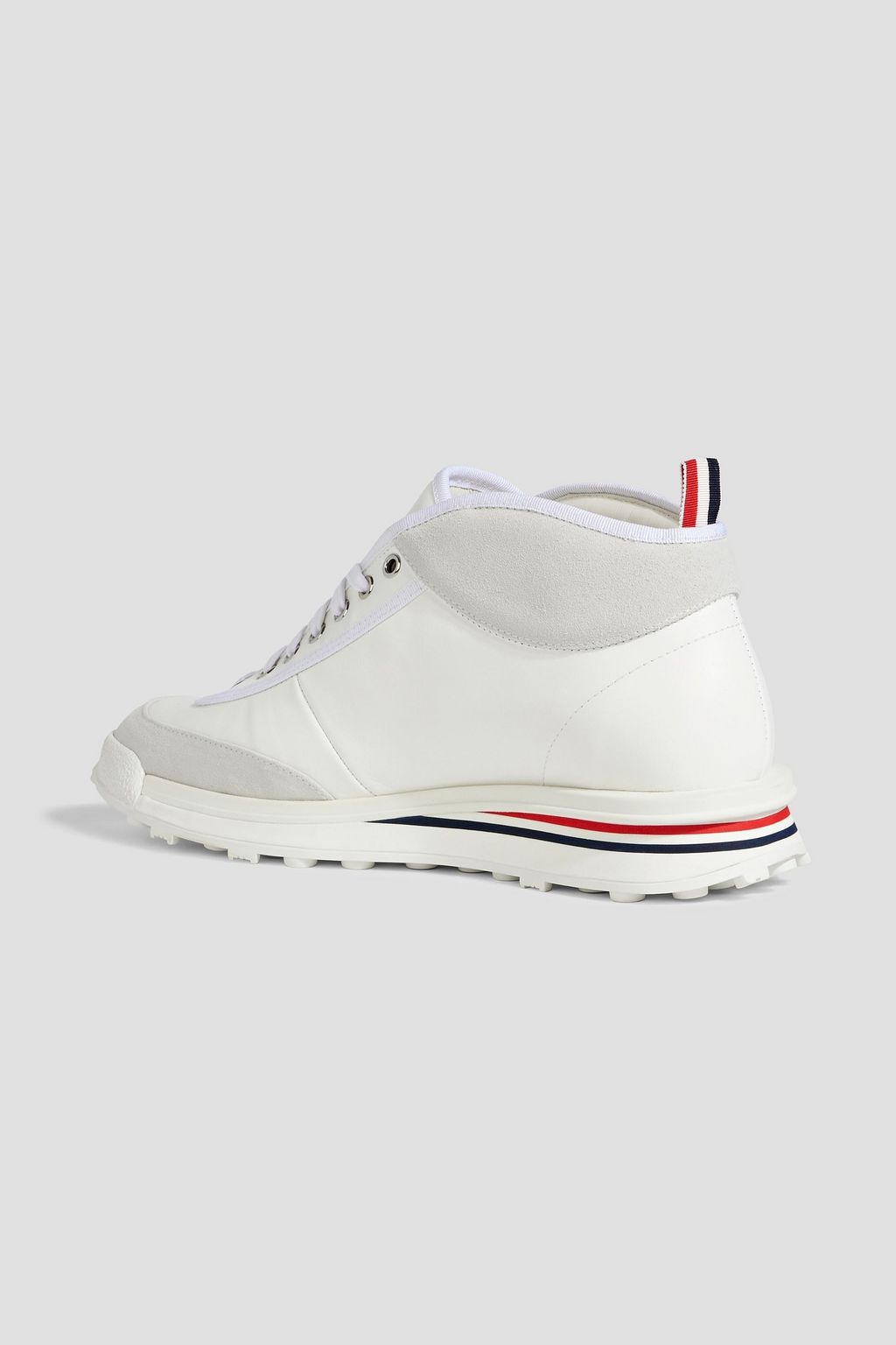 THOM BROWNE Leather and suede high-top sneakers