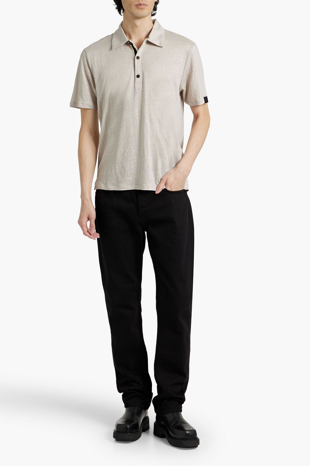 RAG & BONE Linen-jersey polo shirt