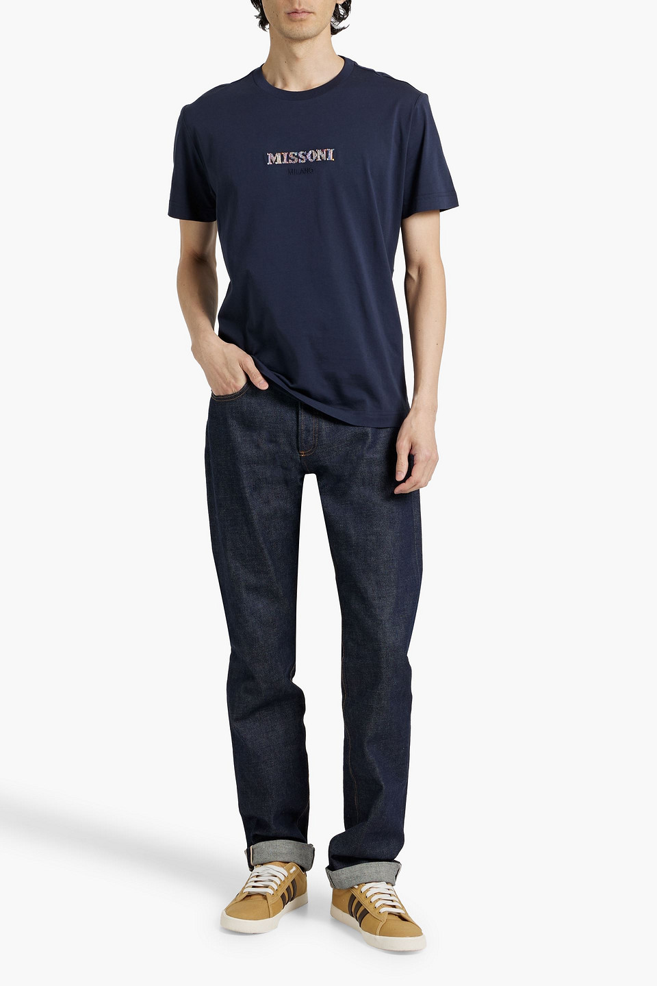Missoni Crew Neck Short Sleeves T-shirts In Midnight Blue