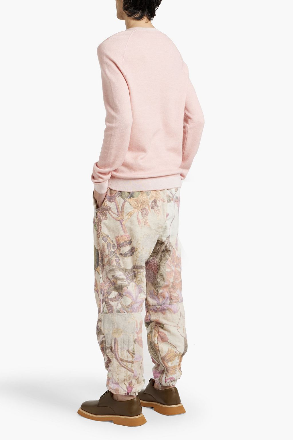 DRIES VAN NOTEN Floral-print cotton-tweed pants