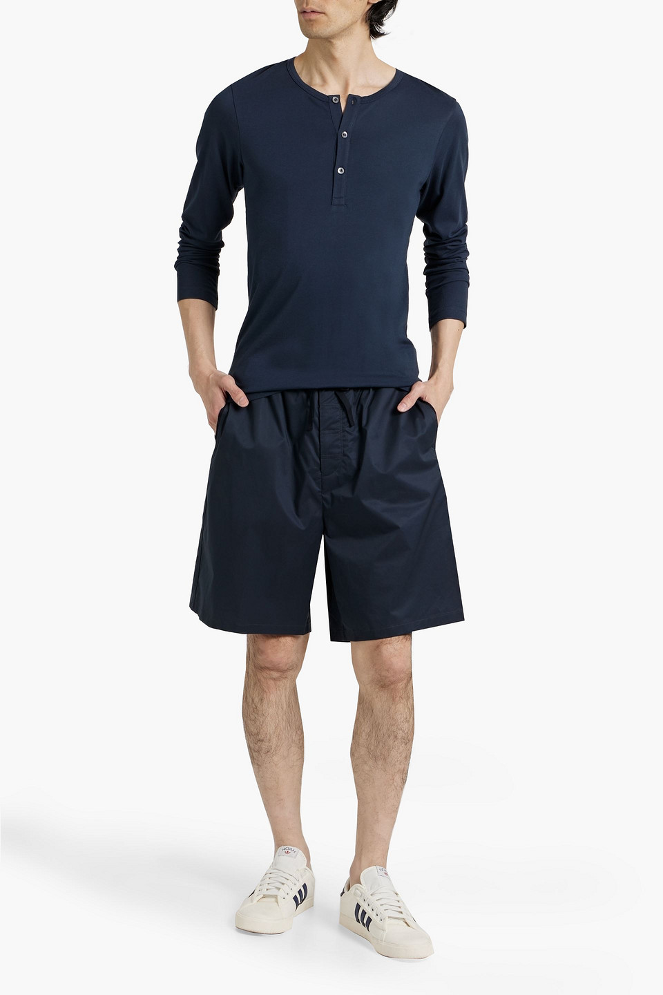 Rag & Bone Irving Cotton-blend Poplin Drawstring Shorts In Midnight Blue