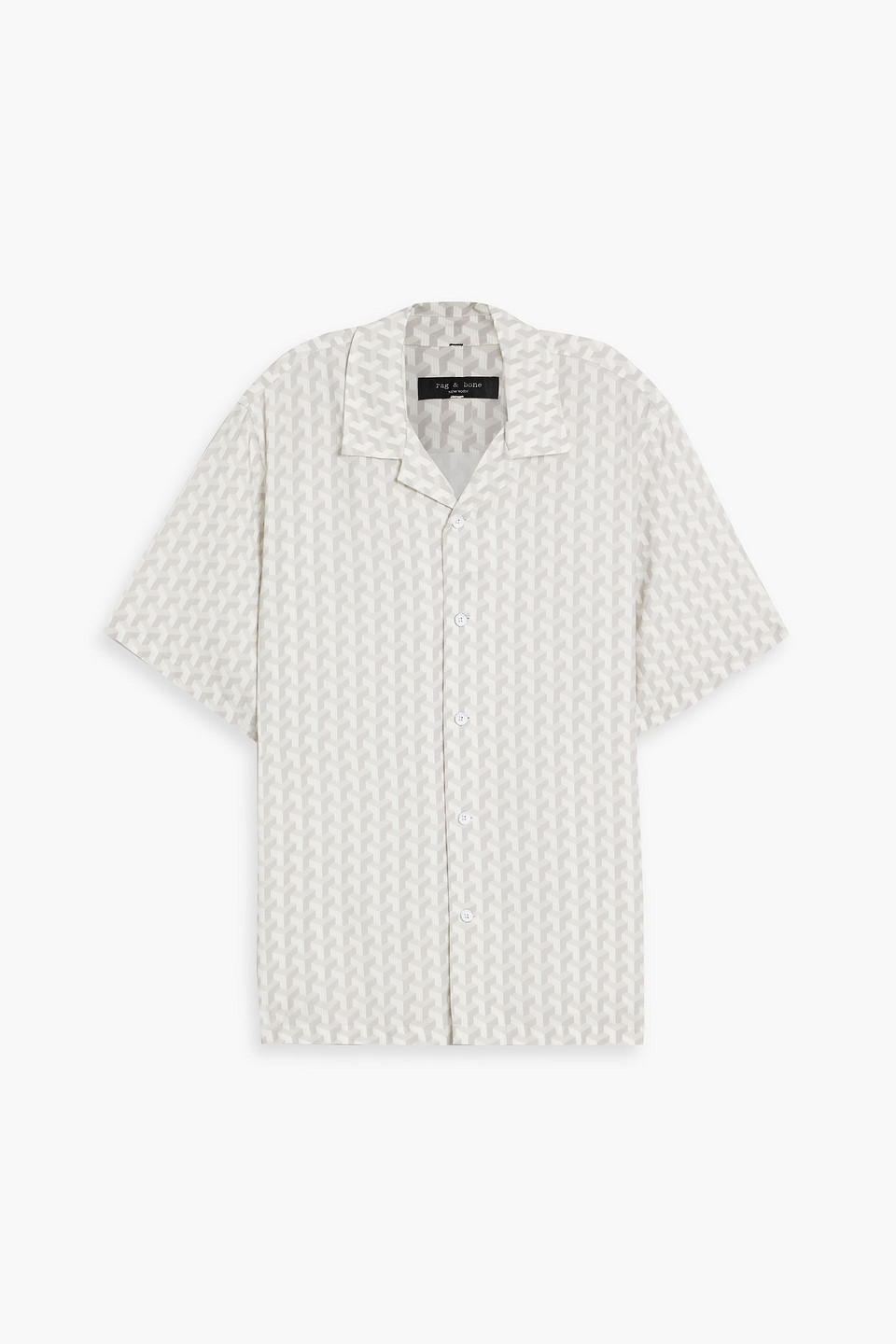 Rag & Bone Printed Resort Avery Shirt In White Geo In Light Gray