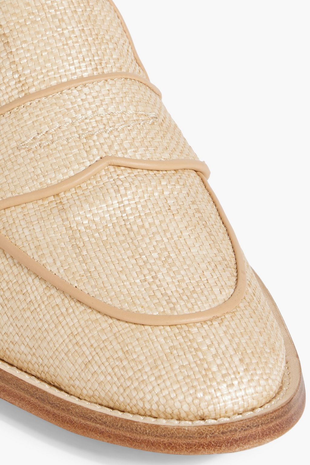 THOM BROWNE Leather-trimmed raffia loafers