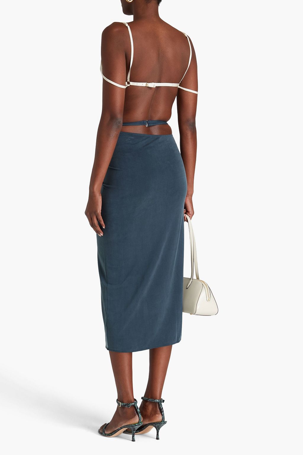 JACQUEMUS تنورة متوسطة الطول "إسبيلو" من الجيرسي بقصة ملفوفة بنسيج مطاطي مصنوع من مزيج كوبرو