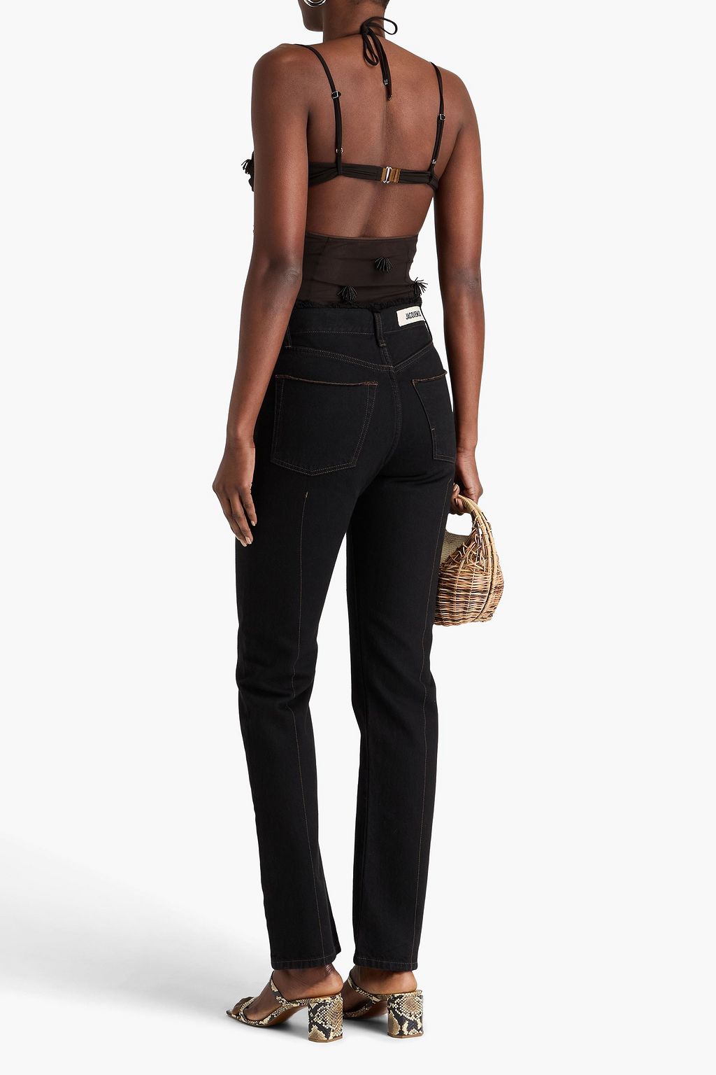 JACQUEMUS بودي سوت مزيّنة من نسيج شبكي مرن