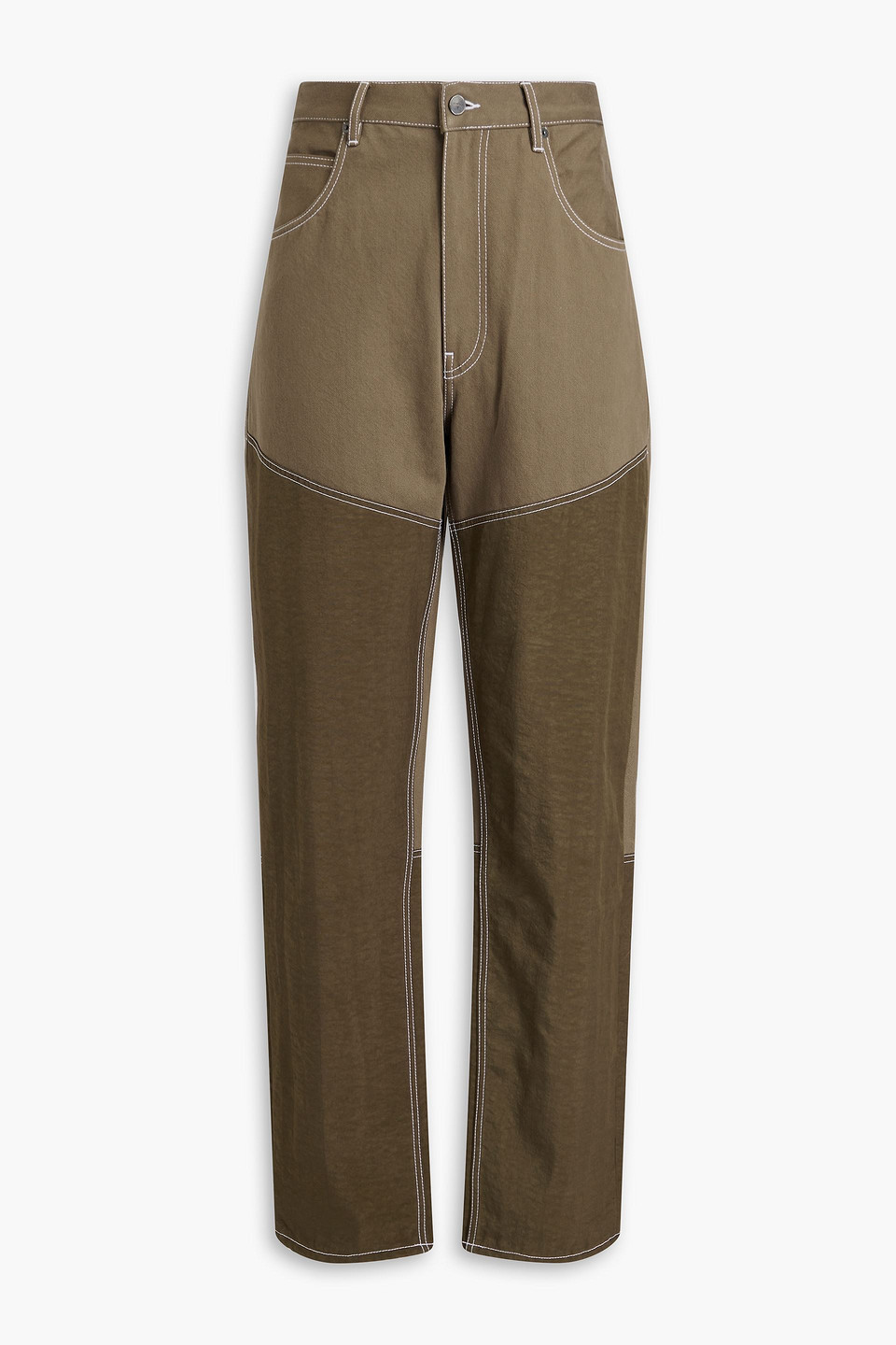 Jacquemus Shell-paneled Denim Jeans In Army Green