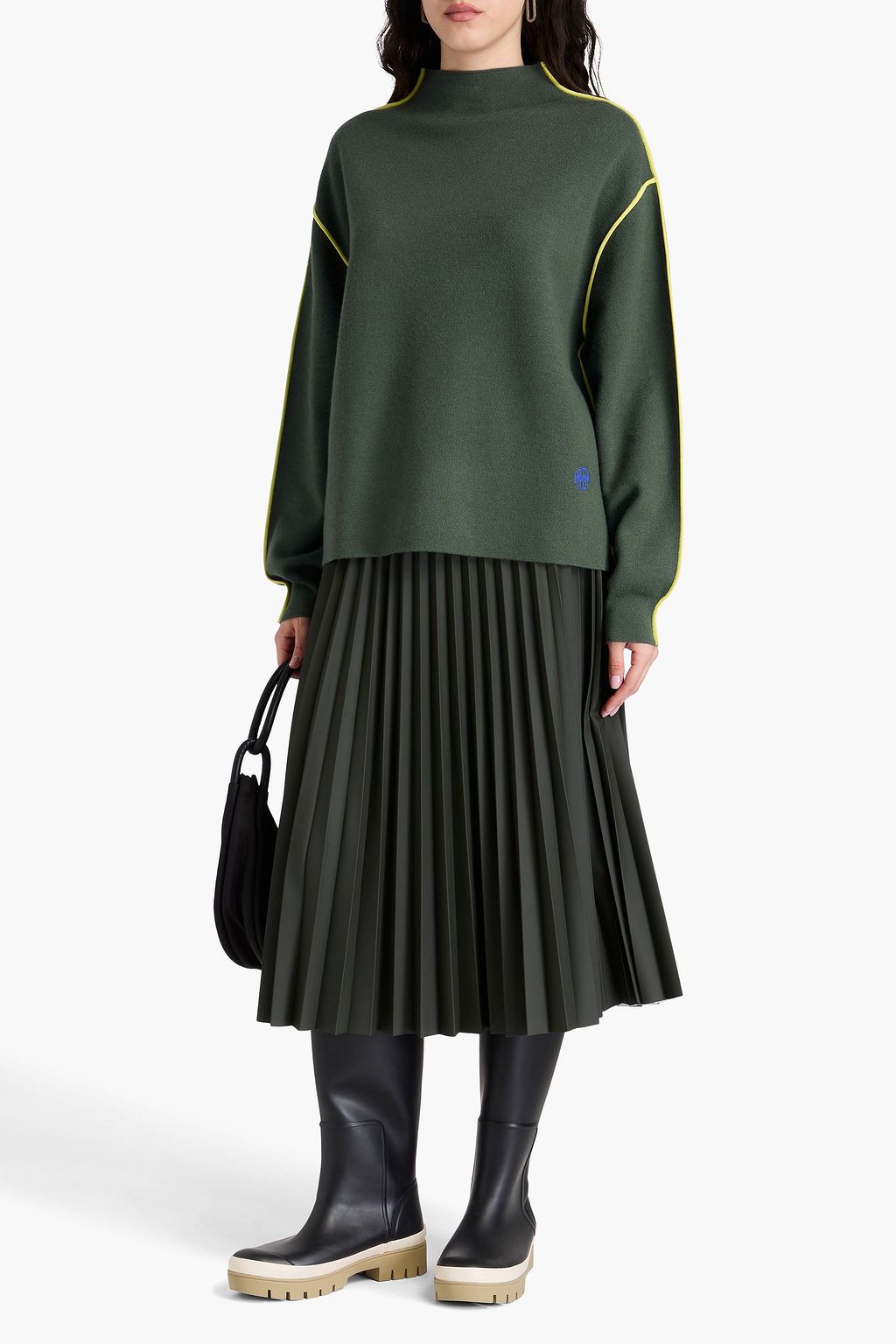 TORY BURCH كنزة رياضية بياقة عالية من مزيج الصوف