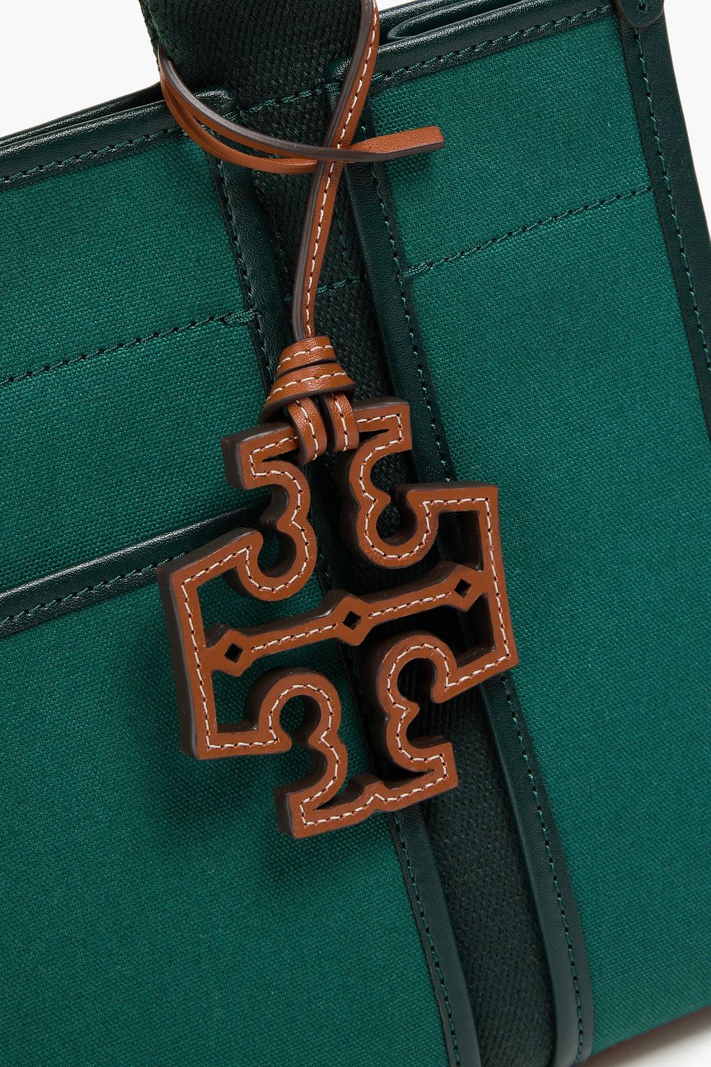 TORY BURCH Tory leather-trimmed canvas tote