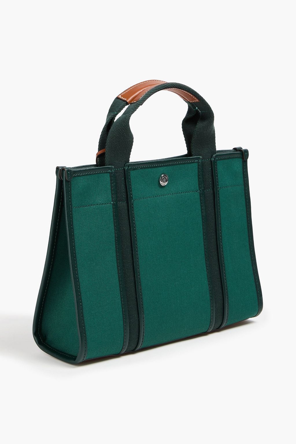 TORY BURCH Tory leather-trimmed canvas tote