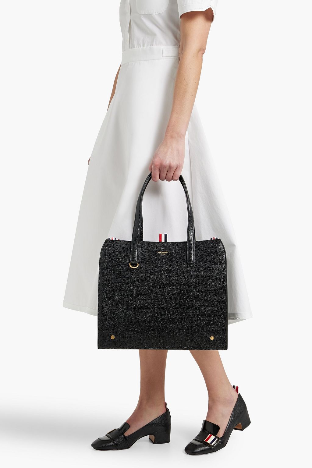 THOM BROWNE Pebbled-leather tote