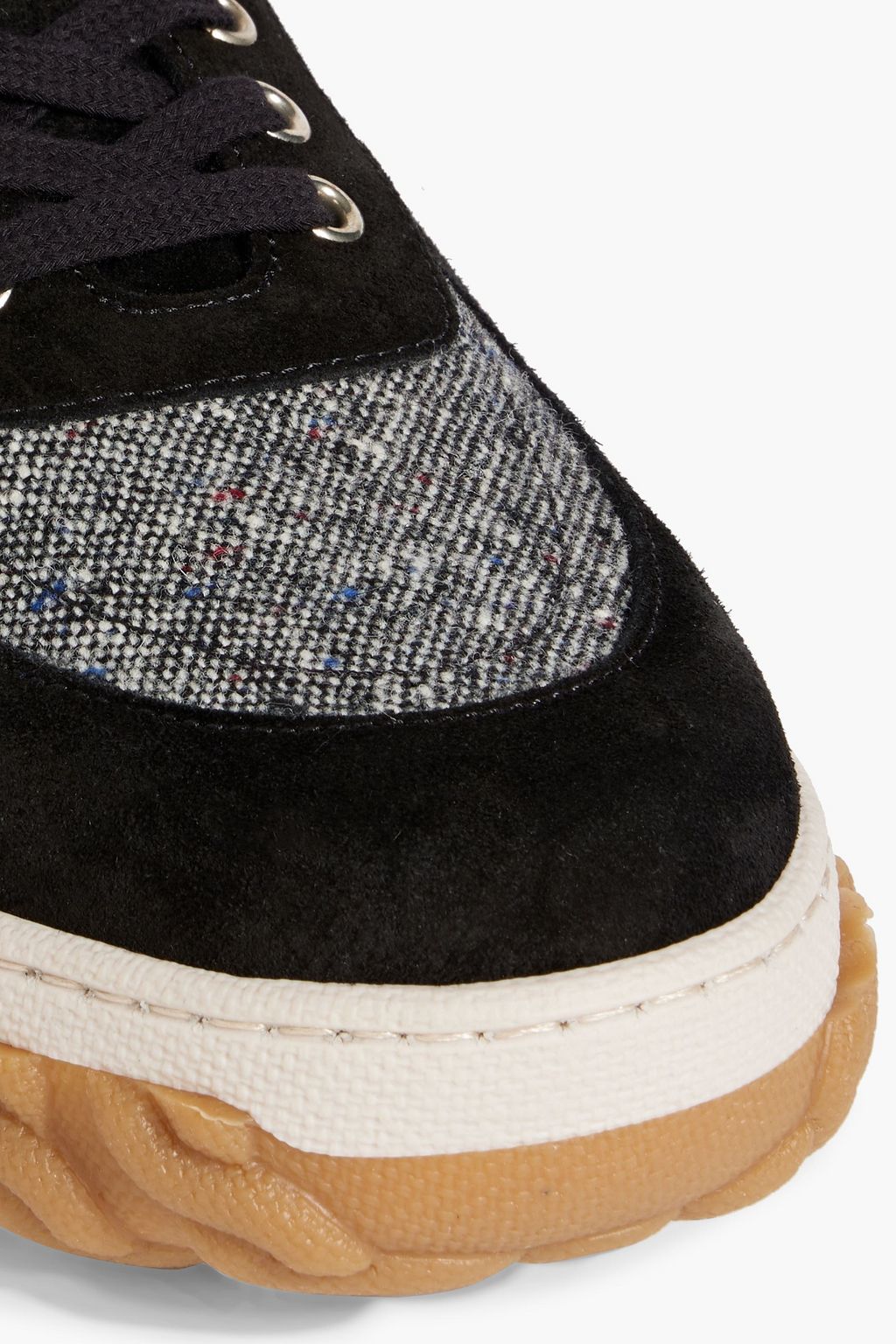 THOM BROWNE Tweed and suede sneakers