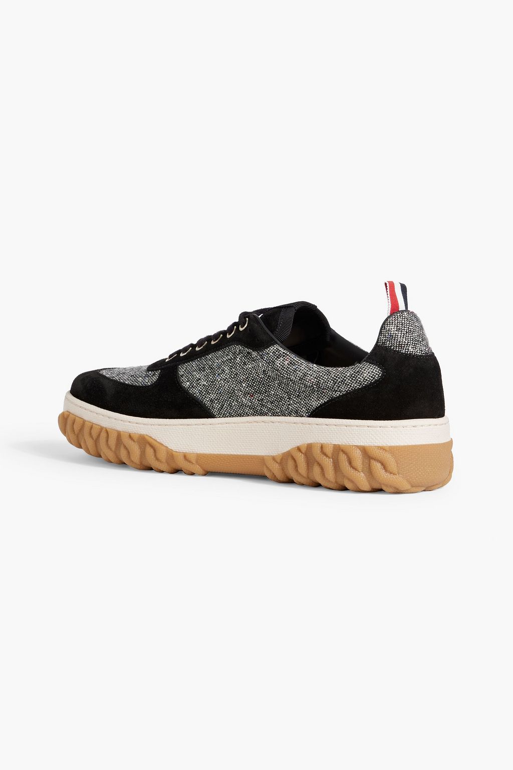 THOM BROWNE Tweed and suede sneakers