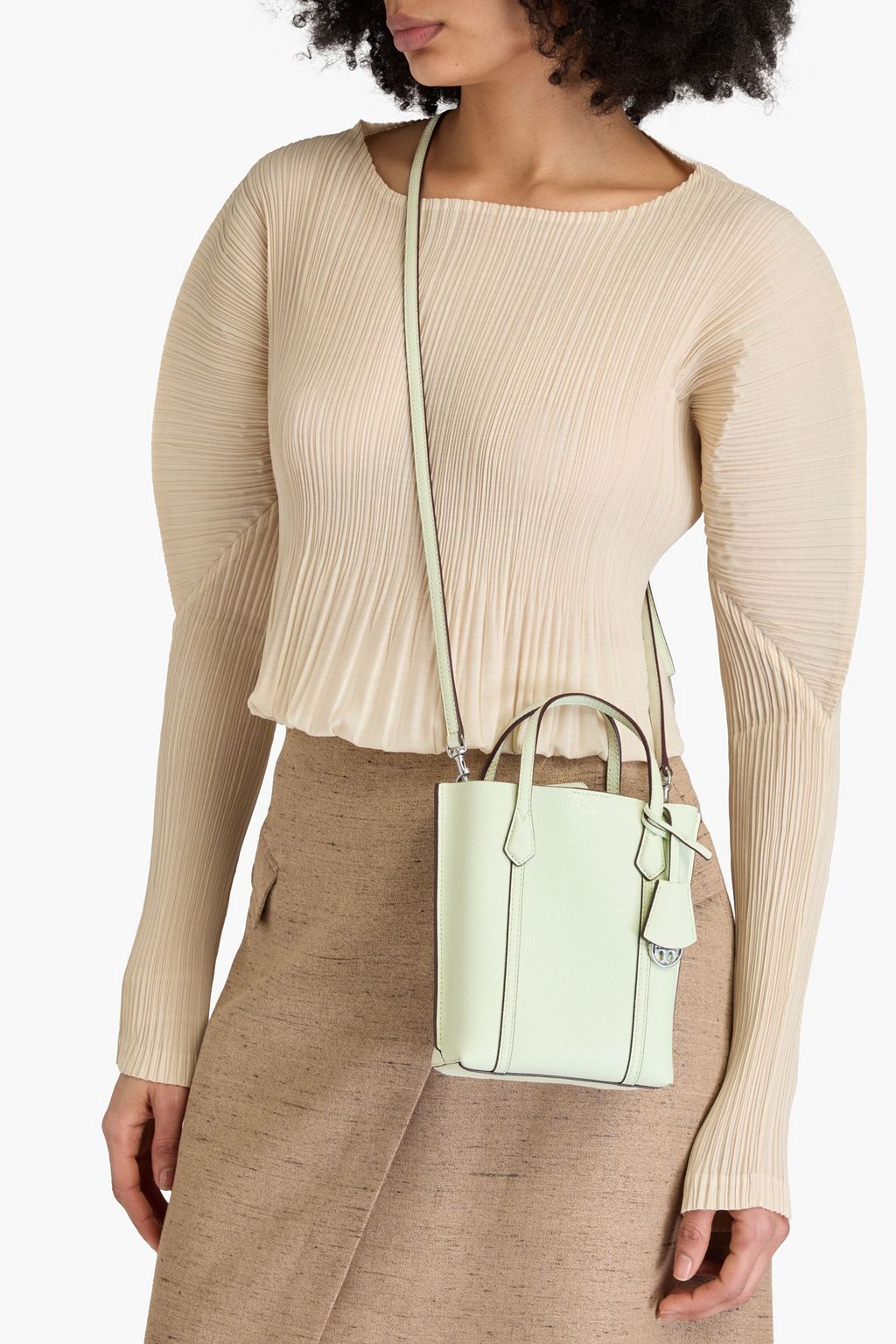 TORY BURCH 페리 페블 가죽 미니 토트 백
