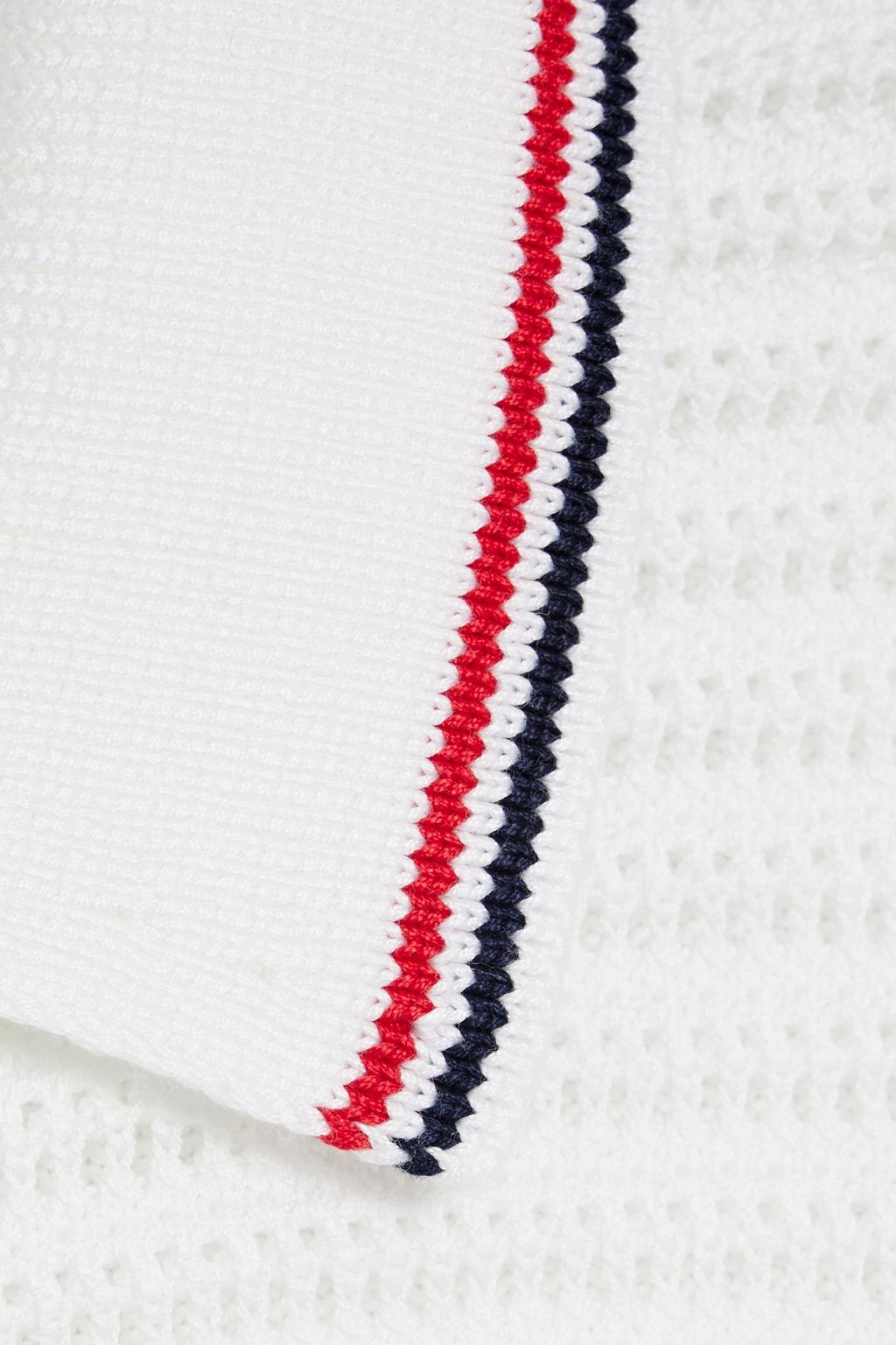 THOM BROWNE Pointelle-knit cotton polo shirt