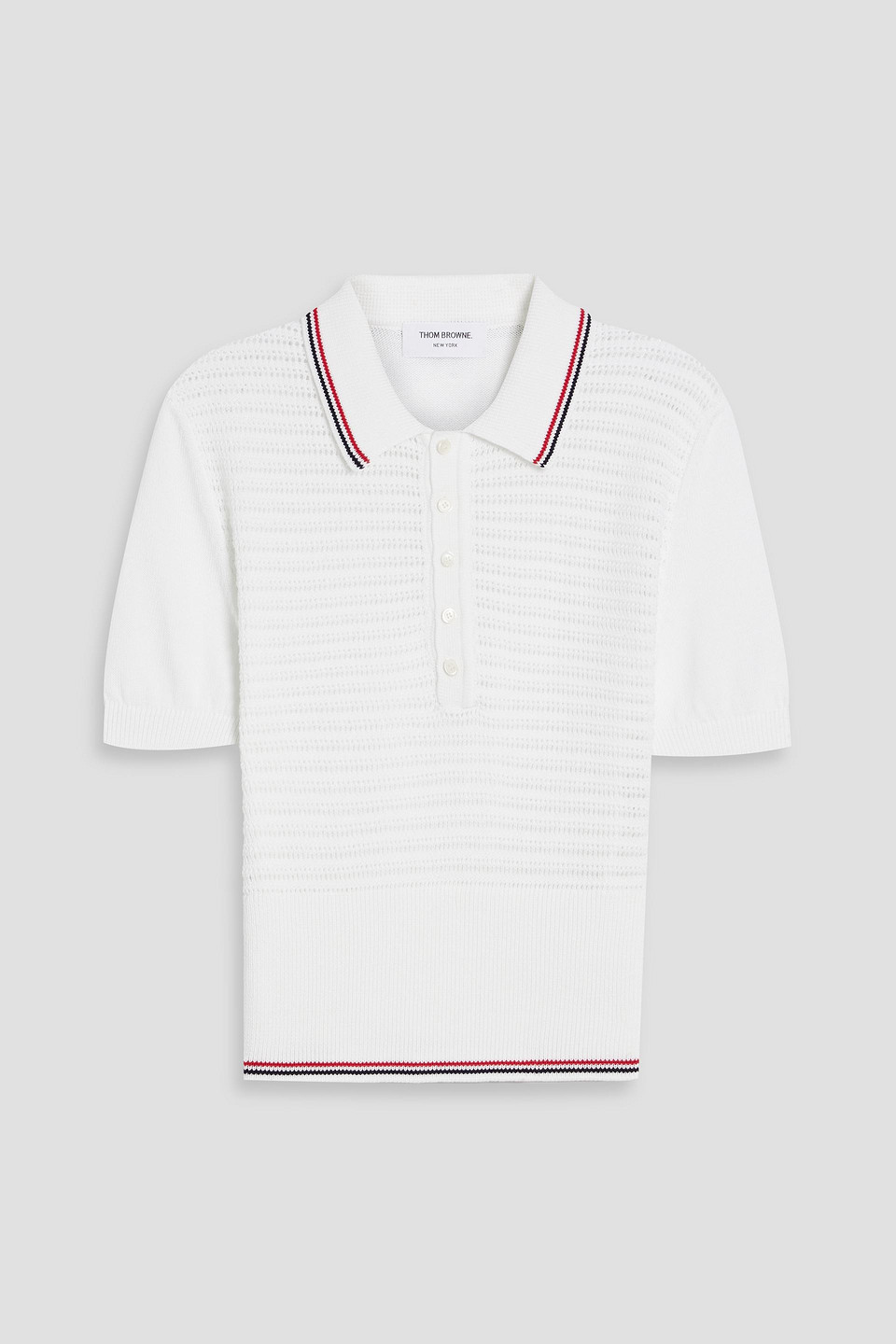 Pointelle-knit cotton polo shirt